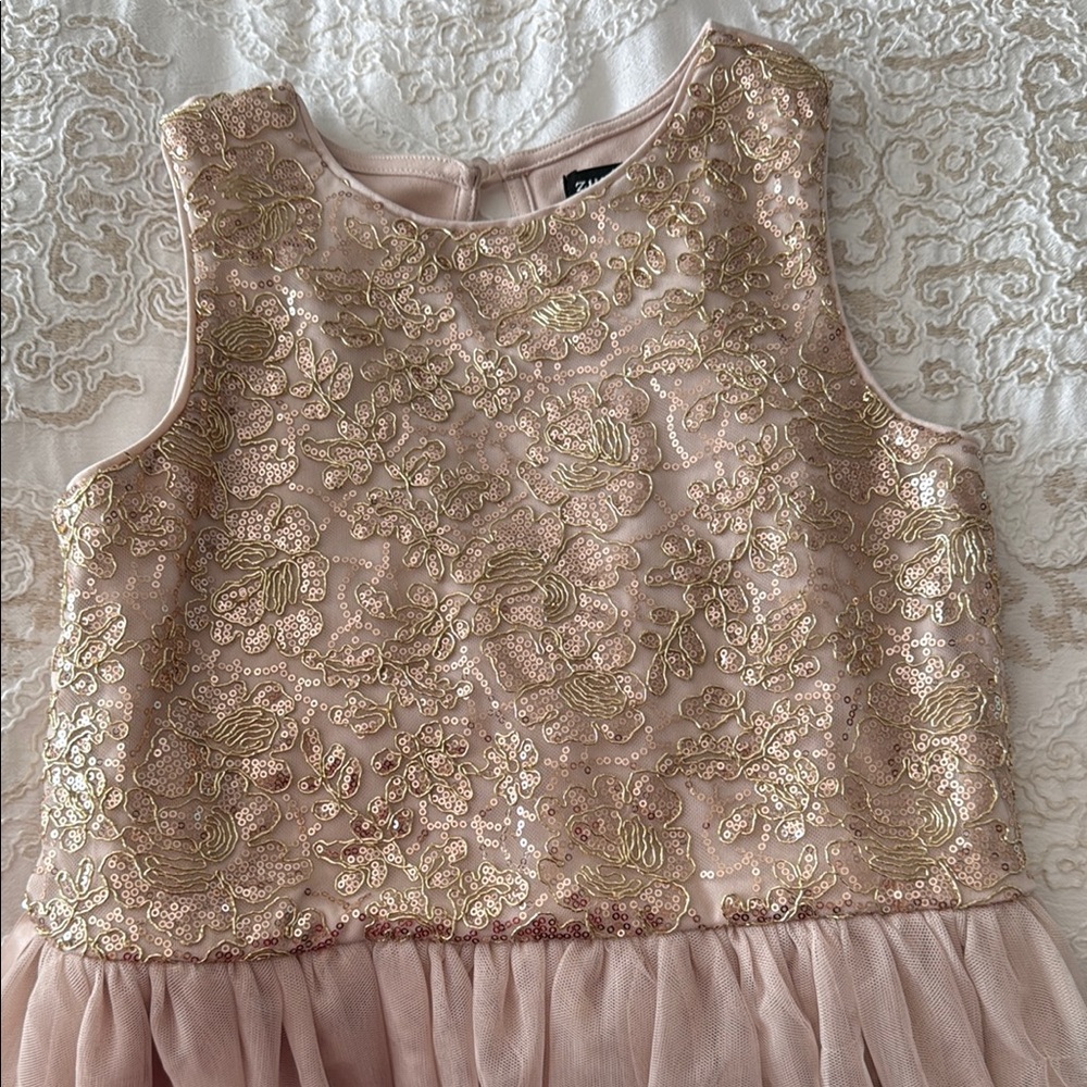 Zunie Pink and Gold Layered Kids Dress